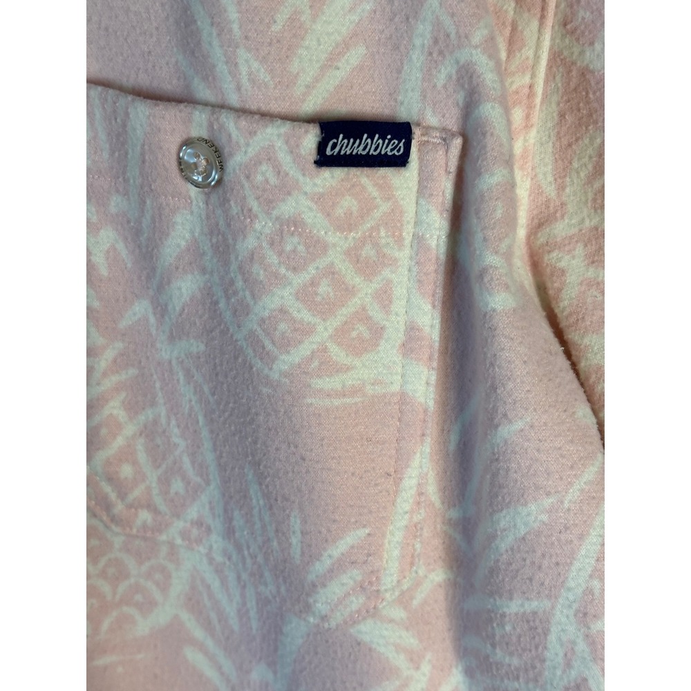Chubbies Men's The Thigh Napple Pink Pineapple Fleece Flannel‎ Over Shirt SZ XXL - Picture 2 of 6